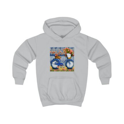 Heather Grey Bike Artwork Kids Hoodie